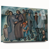 Modern Wall Art: Emotional Depiction of Refugees in Somber Tones