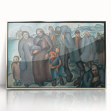 Modern Wall Art: Emotional Depiction of Refugees in Somber Tones