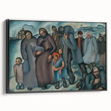 Modern Wall Art: Emotional Depiction of Refugees in Somber Tones