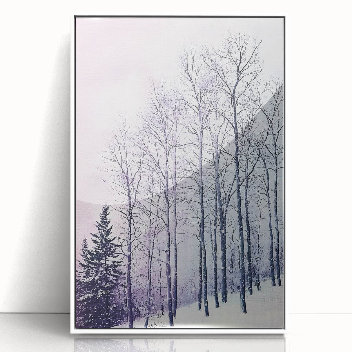 Winter Forest Office Wall Art – Elegant Snowy Landscape Décor