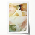 Abstract figurative rolled print showcasing vibrant colors and dynamic shapes, elegantly packaged in a protective cardboard tube for easy display.