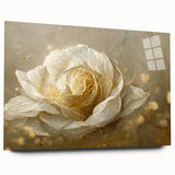 Abstract floral wall art displayed in a side view, featuring vibrant colors and intricate designs, mounted on acrylic glass for a modern aesthetic, perfect for home decor.