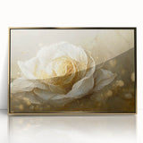 Framed abstract floral wall art showcasing vibrant colors and intricate patterns in a gold-accented acrylic frame, ideal for modern home décor and art enthusiasts.