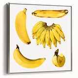 Framed canvas depicting vibrant fruit assortment in a vintage poster style, ideal for kitchen wall art.