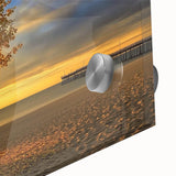 Close-up of a vibrant landscape acrylic artwork depicting serene beaches, showcasing vivid blues and sandy tones, perfect for coastal home decor and art lovers.