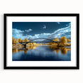 Landscape bridge frame in black, showcasing a modern design with a sleek mat. Ideal for displaying photography or artwork, enhancing any contemporary décor.
