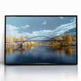 Framed acrylic artwork of a modern landscape bridge in black, showcasing a sleek design and vibrant colors, ideal for contemporary home decor.