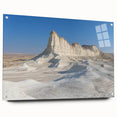 Acrylic glass artwork depicting a vibrant landscape of canyons, showcasing rich earth tones and layered textures, mounted with stylish pins for display.