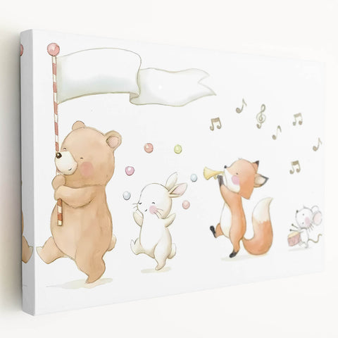 Woodland Animal Parade Nursery Wall Art - Kids Room Prints
