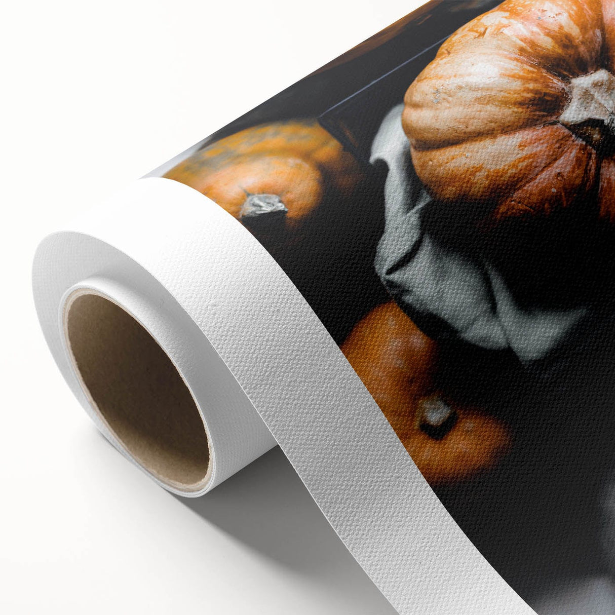 Art deco poster of a stylized fall scene in orange and brown hues on rolled canvas, ideal for nursery wall art.