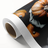 Art deco poster of a stylized fall scene in orange and brown hues on rolled canvas, ideal for nursery wall art.