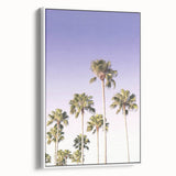Vintage poster art of a summer beach scene on a framed canvas, featuring vibrant colors, ideal for living room decor.