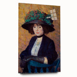 Modern Wall Art - Elegant Woman with Green Hat in Impressionist Style