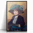 Modern Wall Art - Elegant Woman with Green Hat in Impressionist Style