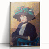 Modern Wall Art - Elegant Woman with Green Hat in Impressionist Style