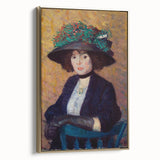 Modern Wall Art - Elegant Woman with Green Hat in Impressionist Style