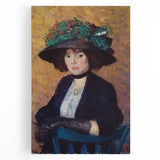 Modern Wall Art - Elegant Woman with Green Hat in Impressionist Style