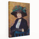 Modern Wall Art - Elegant Woman with Green Hat in Impressionist Style