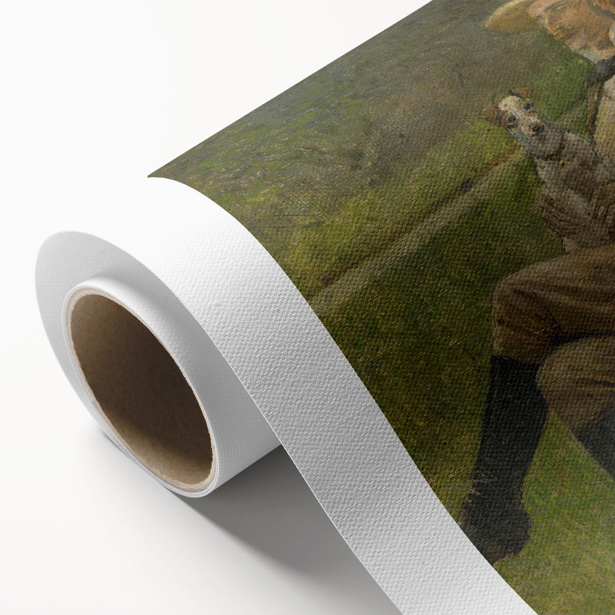 Modern Wall Art - Seated Man with Dog in Serene Outdoor Setting