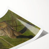 Modern Wall Art - Seated Man with Dog in Serene Outdoor Setting