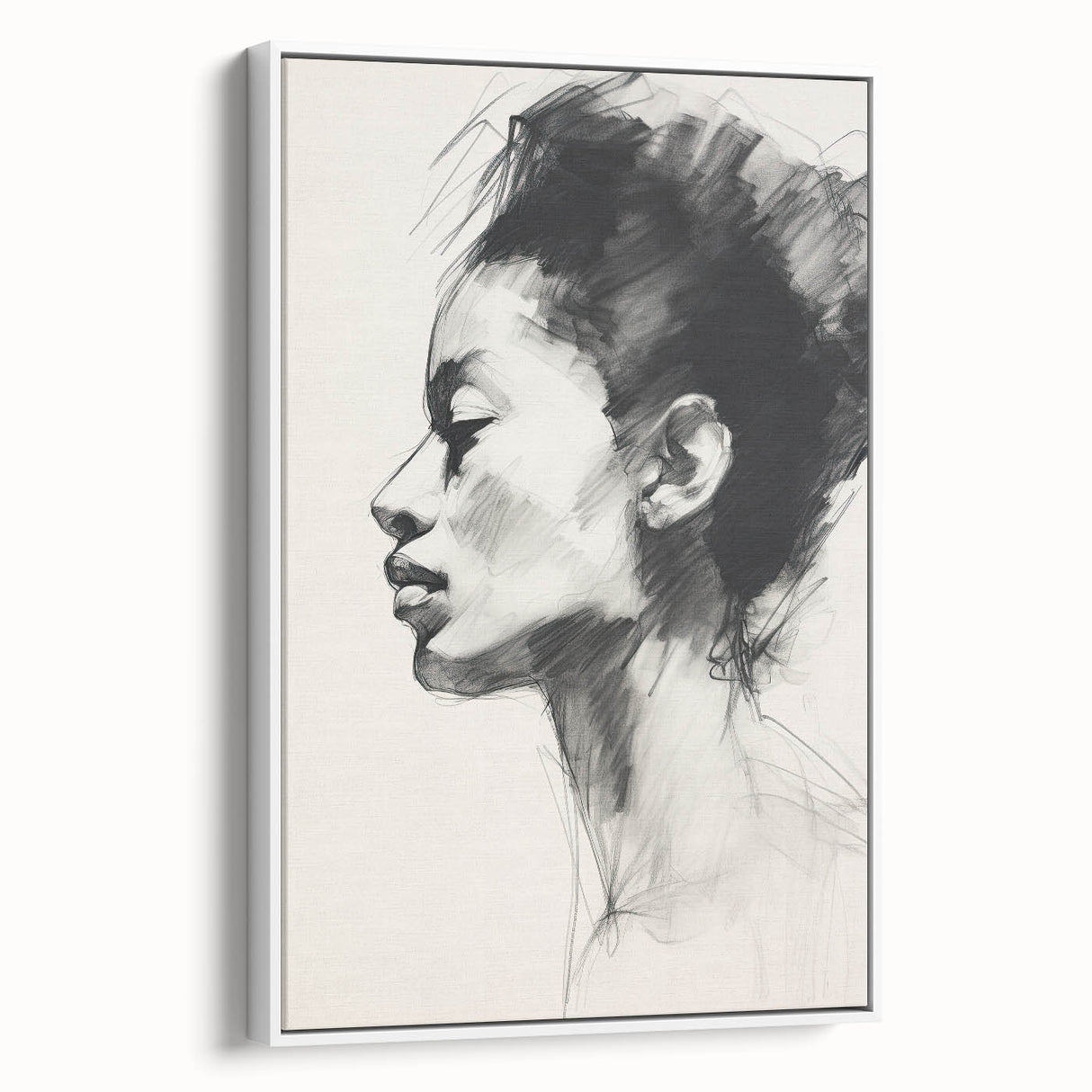 Dining Room Wall Art – Elegant Black & White Portrait Sketch