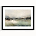 Abstract landscape wall art in a sleek black frame with a white mat, showcasing vibrant colors and dynamic shapes, perfect for modern home decor.