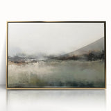 Framed abstract landscape wall art in gold acrylic, featuring vibrant colors and intricate designs, perfect for modern home decor and artistic expression.