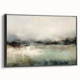 Framed abstract landscape wall art featuring bold colors and intricate textures, showcasing a modern aesthetic with a sleek black frame, ideal for contemporary decor.