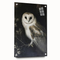 Acrylic glass display featuring a colorful animal design with vibrant details, mounted with pins for a sleek side view presentation, perfect for modern decor.