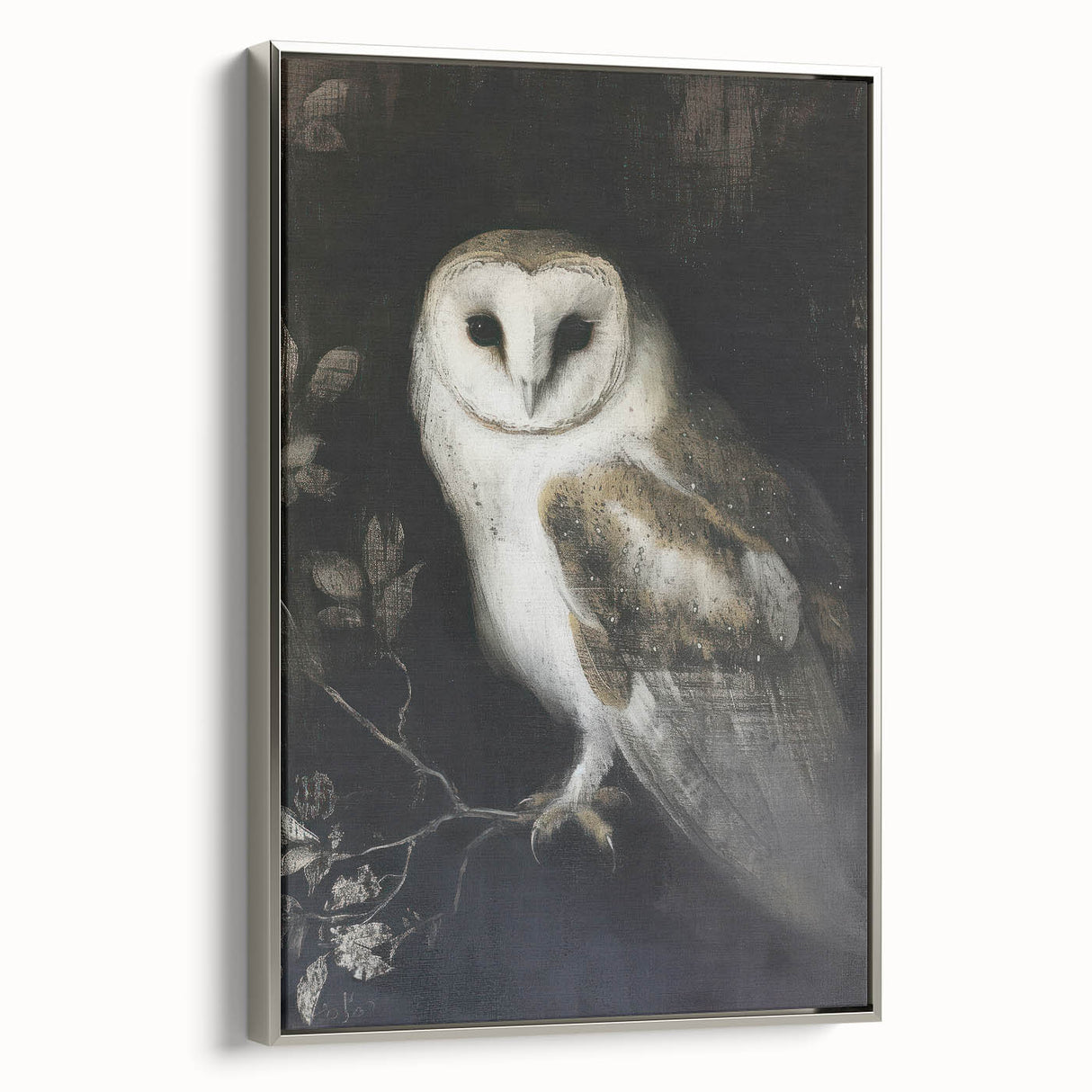 Framed canvas artwork showcasing a vibrant animal design with a silver frame, perfect for modern decor. Ideal for animal lovers and art enthusiasts, adding a stylish touch to any room.