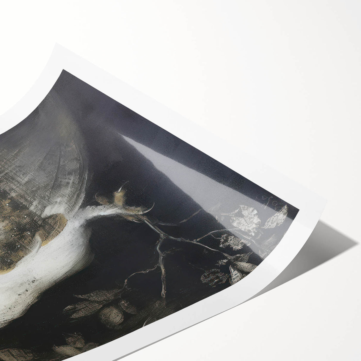 Rolled canvas print showcasing vibrant, colorful animal designs, featuring intricate details and a textured finish, securely packaged in a protective cardboard tube.