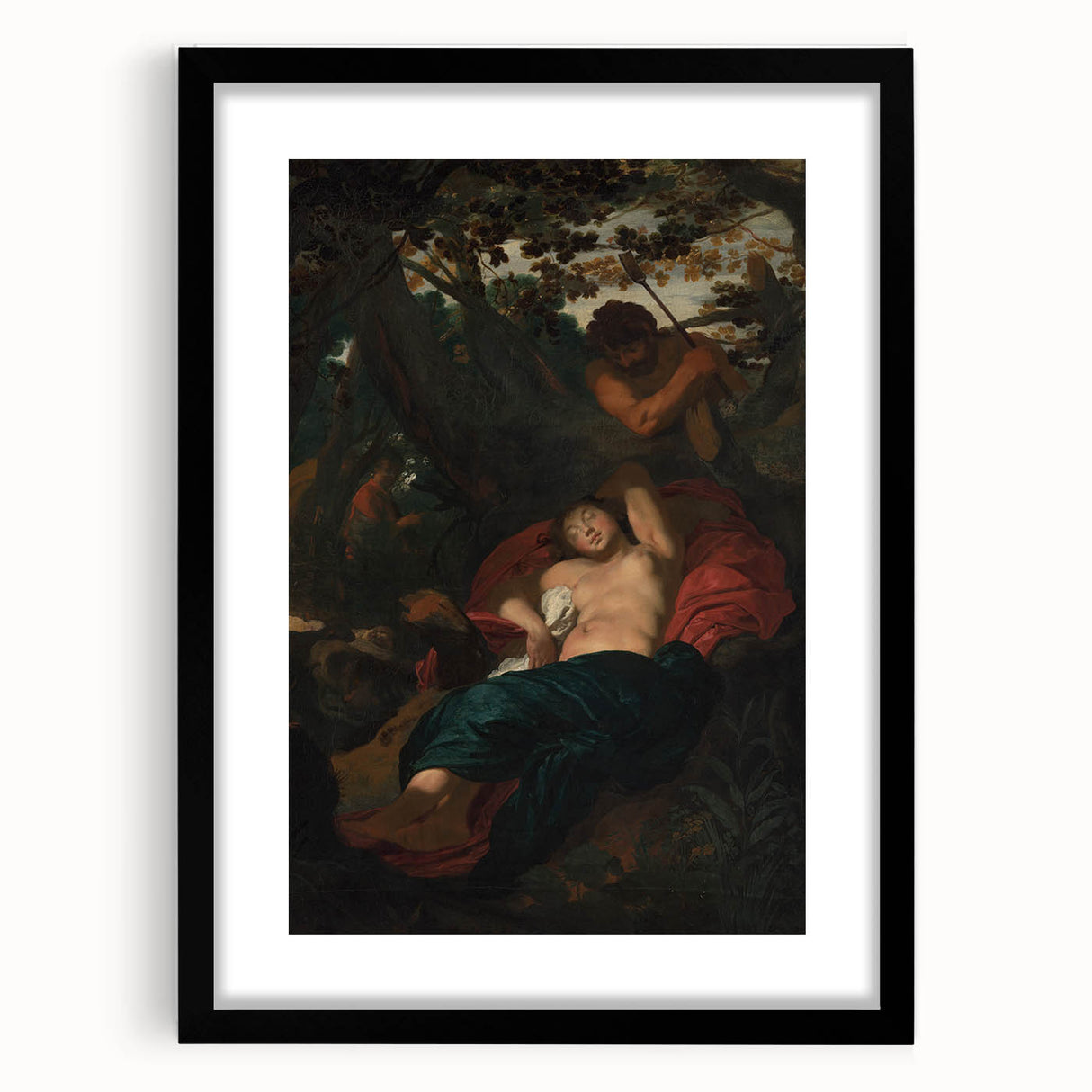 Baroque Scene of Sleeping Nymph and Watcher - Classic Art