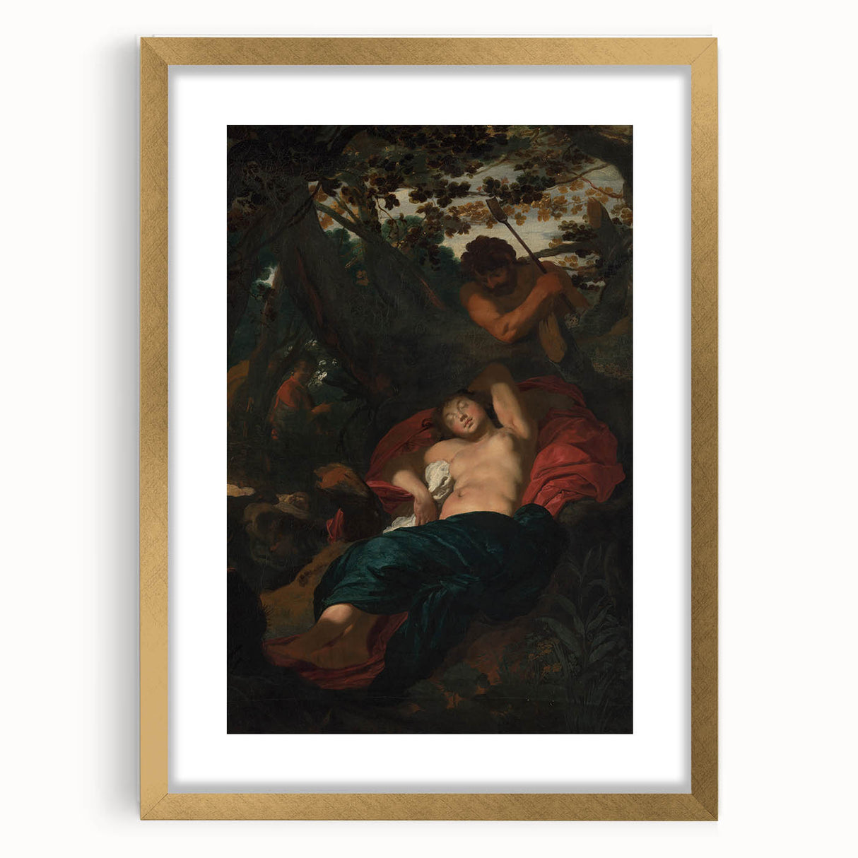 Baroque Scene of Sleeping Nymph and Watcher - Classic Art
