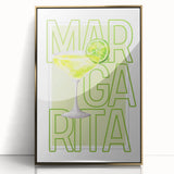 Art deco poster featuring stylized food and drinks in gold and black tones on a framed acrylic.