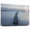Acrylic glass landscape artwork depicting a bridge viewed from the side, showcasing vibrant colors and intricate details, secured with visible pins for installation.