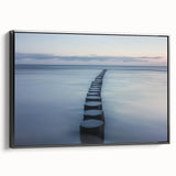 Framed canvas artwork depicting a scenic landscape bridge in black and white, showcasing intricate details and textures, perfect for home decor and art enthusiasts.