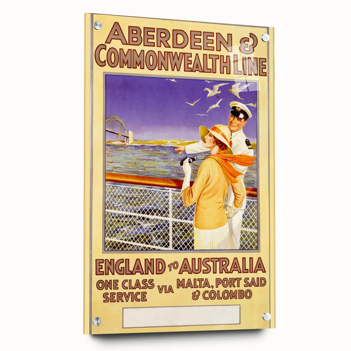 Retro Travel Poster - England to Australia via Malta, Port Said