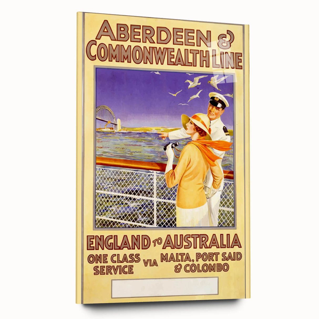 Retro Travel Poster - England to Australia via Malta, Port Said