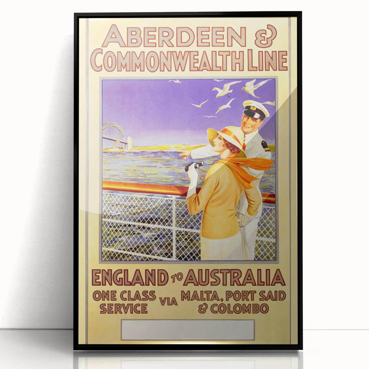 Retro Travel Poster - England to Australia via Malta, Port Said