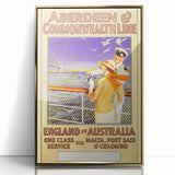 Retro Travel Poster - England to Australia via Malta, Port Said