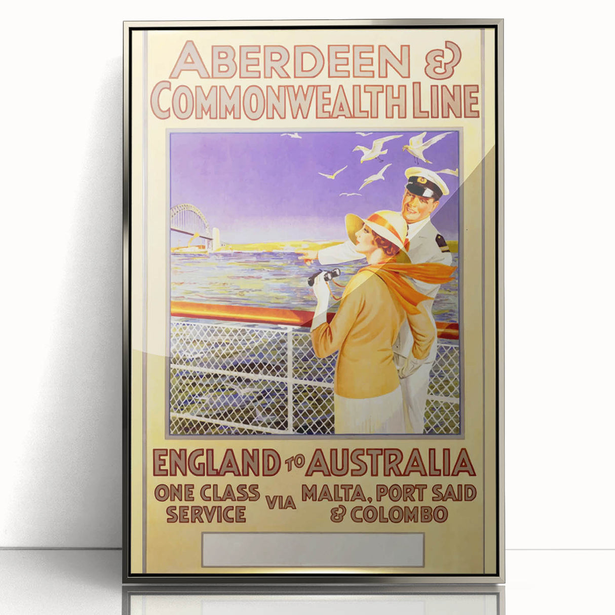 Retro Travel Poster - England to Australia via Malta, Port Said