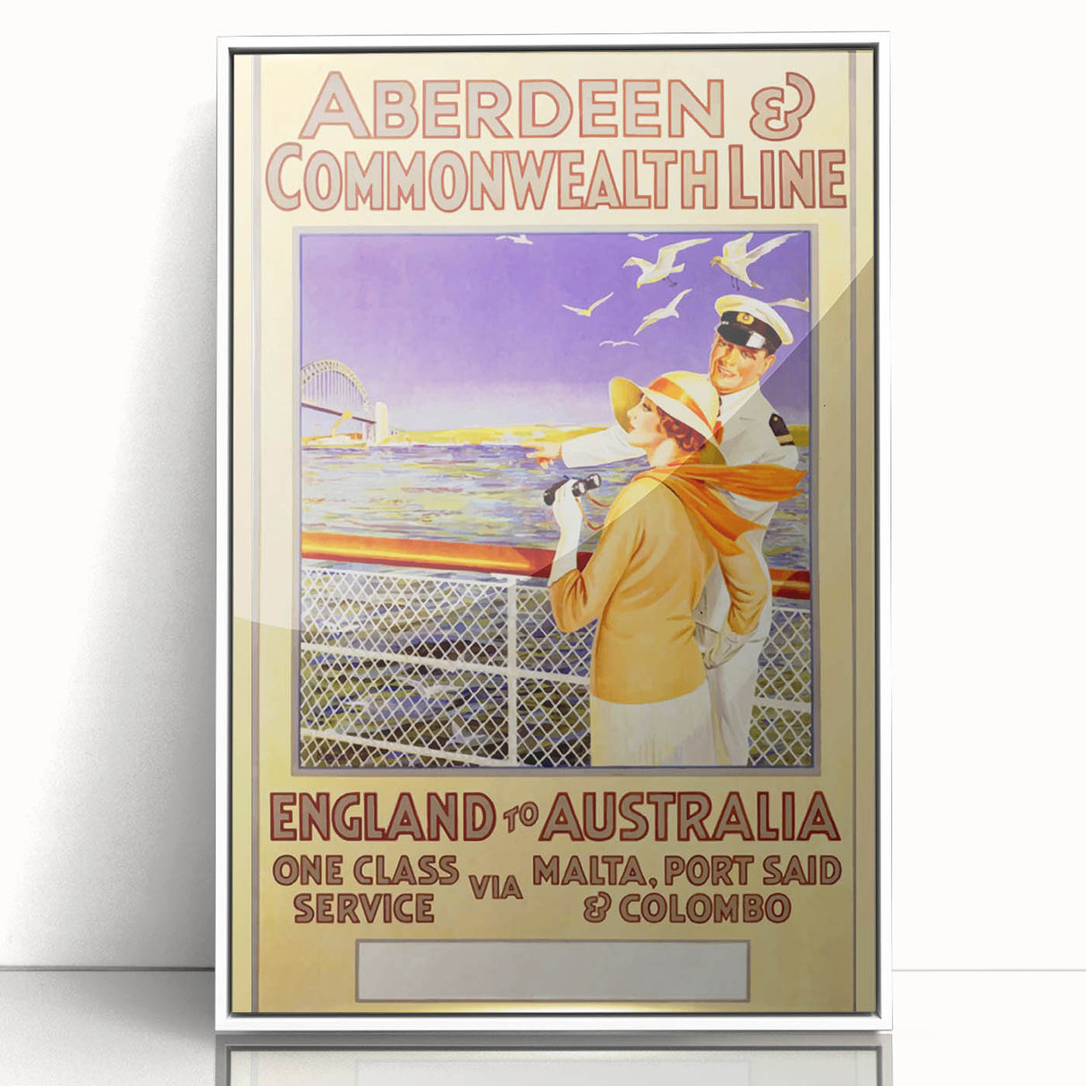 Retro Travel Poster - England to Australia via Malta, Port Said