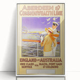 Retro Travel Poster - England to Australia via Malta, Port Said