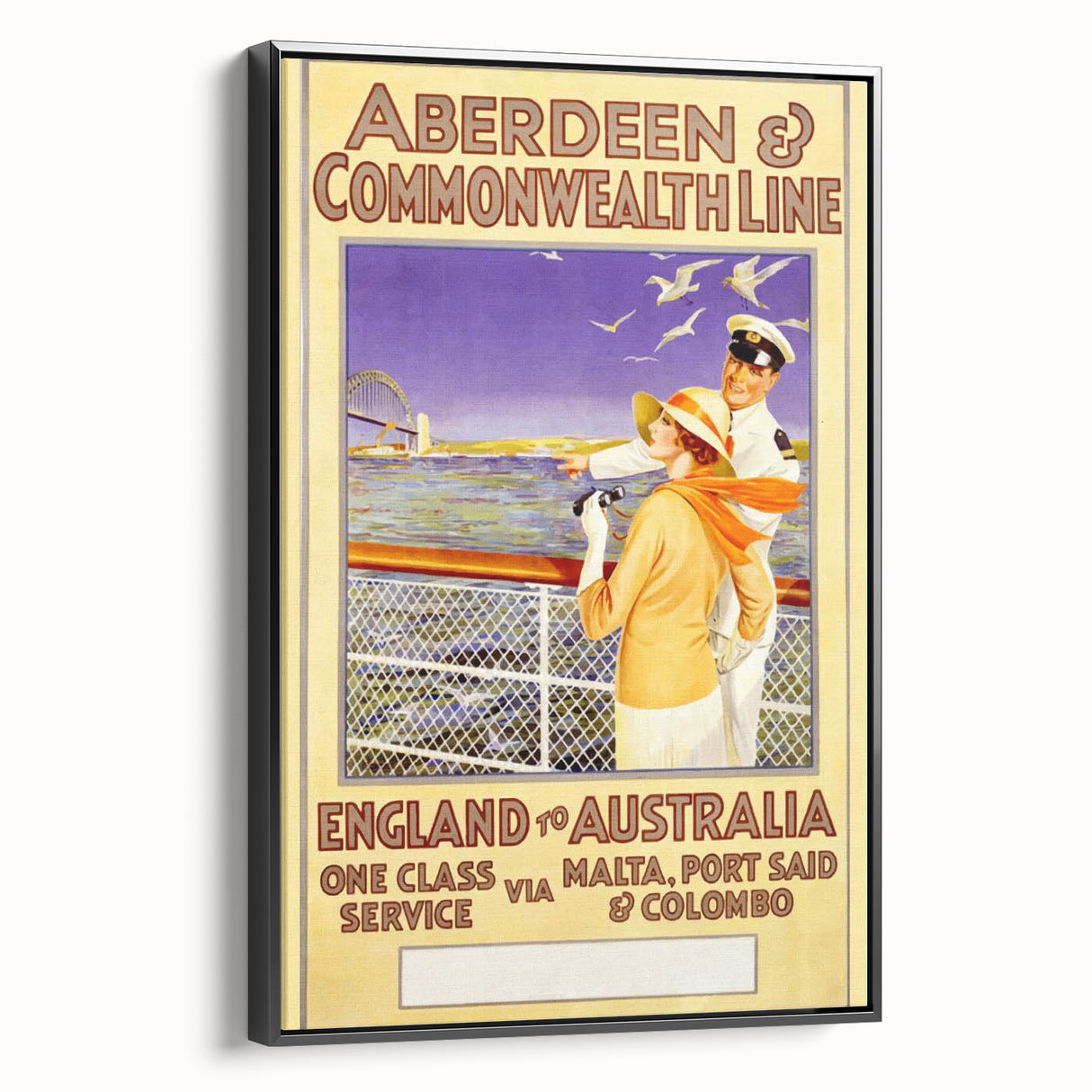 Retro Travel Poster - England to Australia via Malta, Port Said
