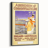 Retro Travel Poster - England to Australia via Malta, Port Said