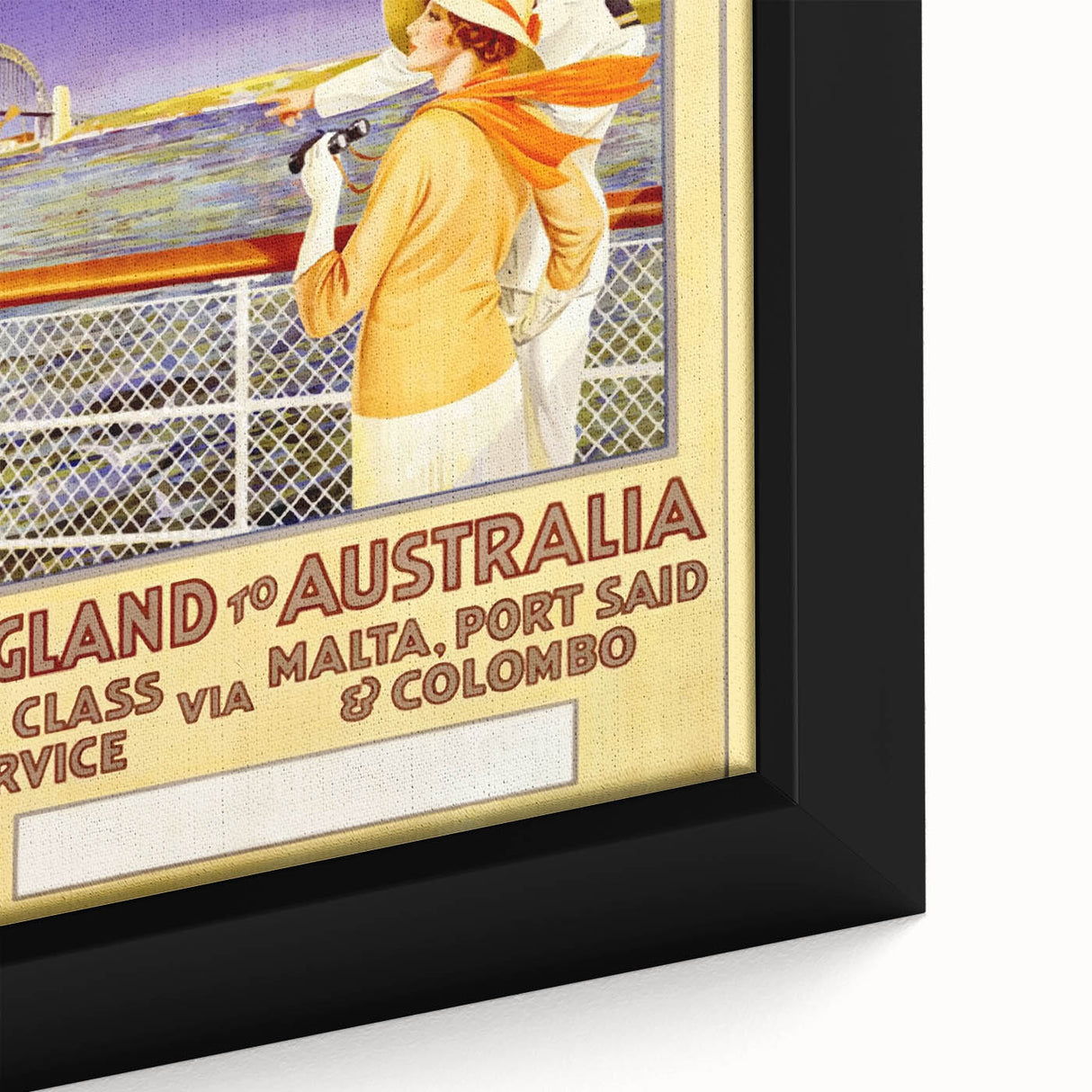 Retro Travel Poster - England to Australia via Malta, Port Said