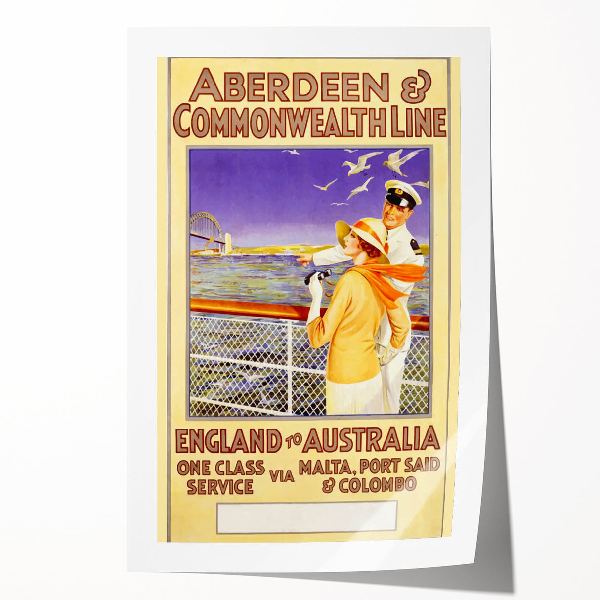 Retro Travel Poster - England to Australia via Malta, Port Said