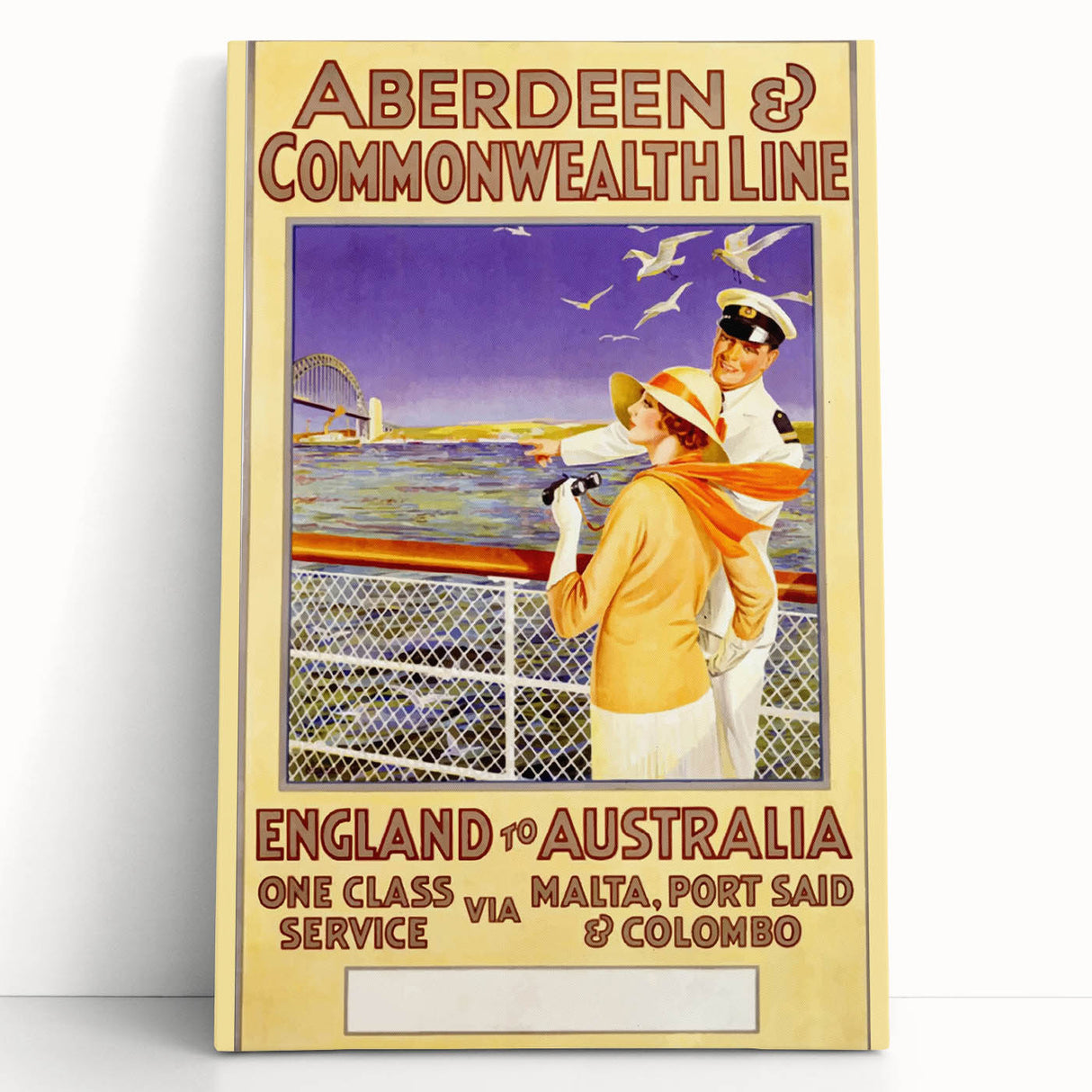 Retro Travel Poster - England to Australia via Malta, Port Said
