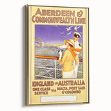 Retro Travel Poster - England to Australia via Malta, Port Said