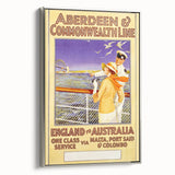 Retro Travel Poster - England to Australia via Malta, Port Said